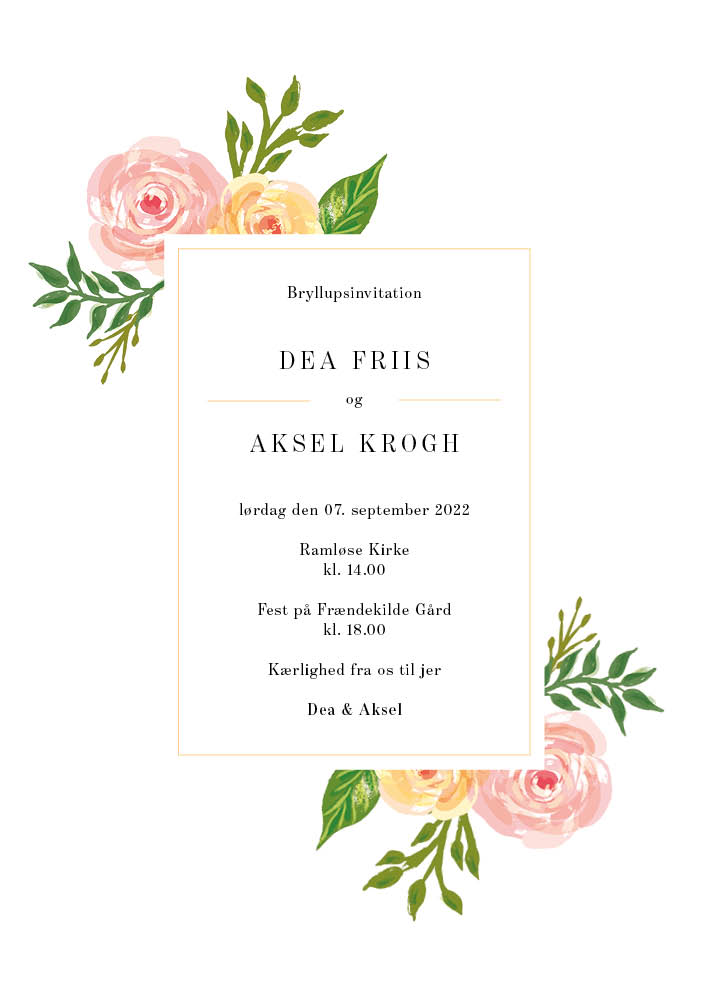 Invitationer - Dea & Aksel Bryllupsinvitation